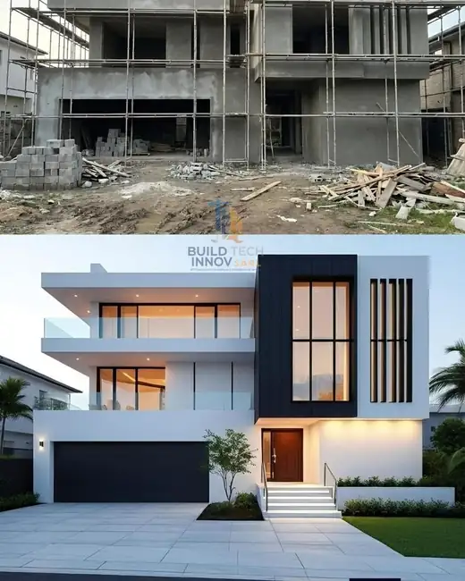 Immeuble résidentiel. Structure et rendu de façade