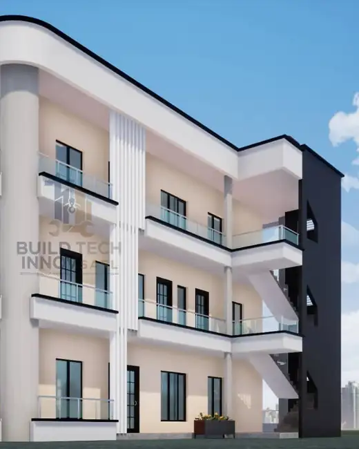 Résidence R+3. Balcons filants, garde-corps verre
